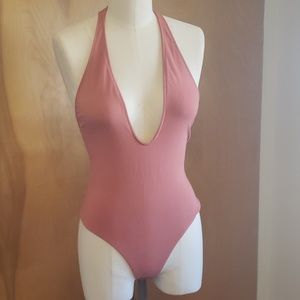 Plunging v neck body suit